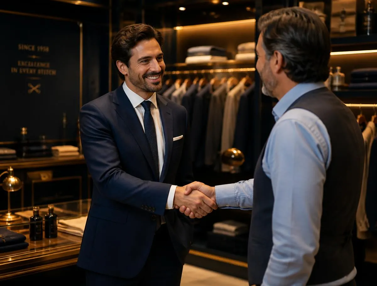 A PMP sales agent shaking hands with a boutique store owner