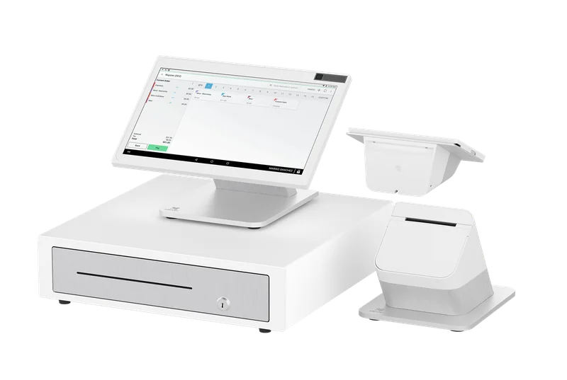 Clover Station Duo with receipt printer and customer-facing Mini